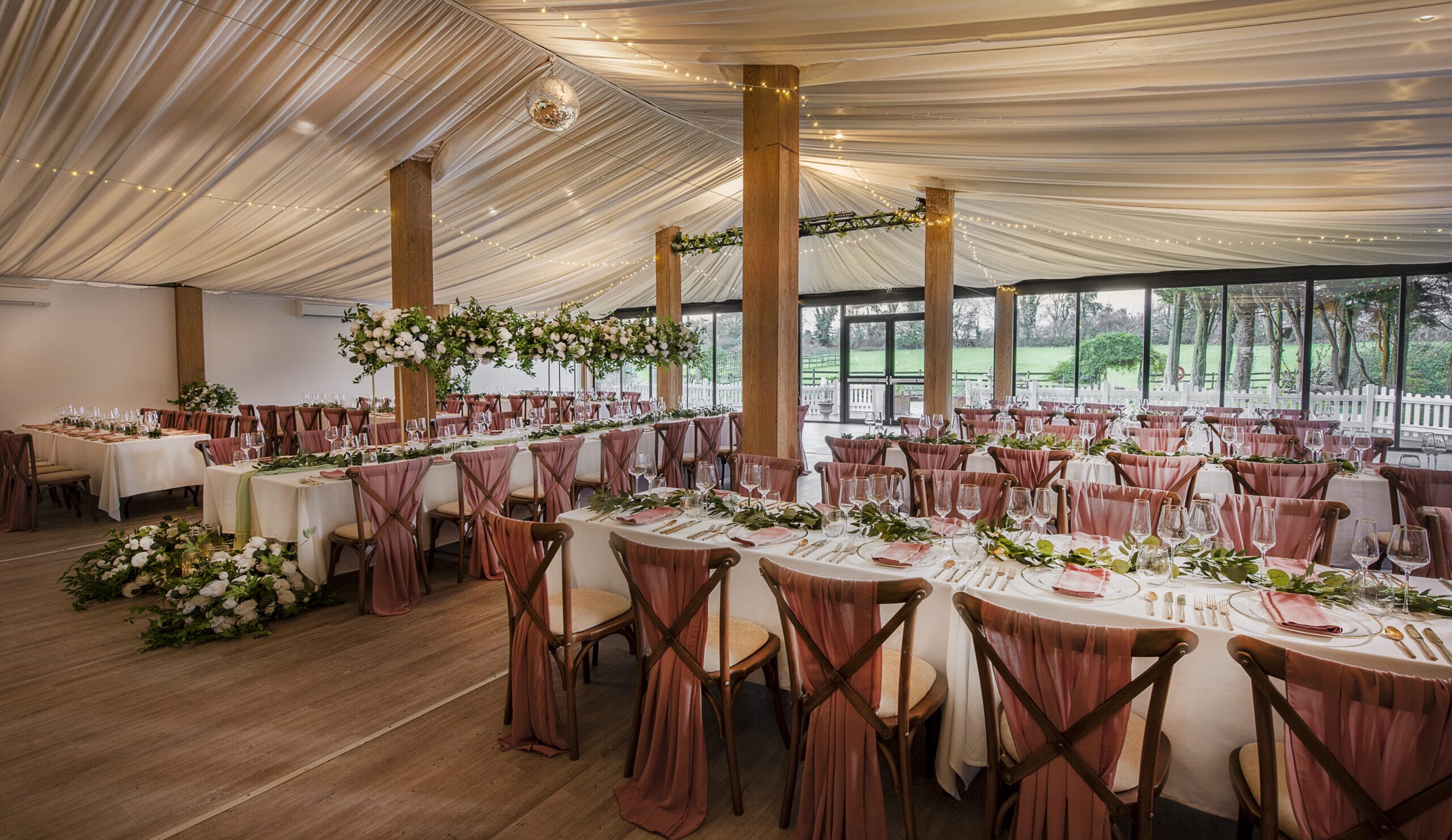 Large wedding reception are for a wedding in Kent.