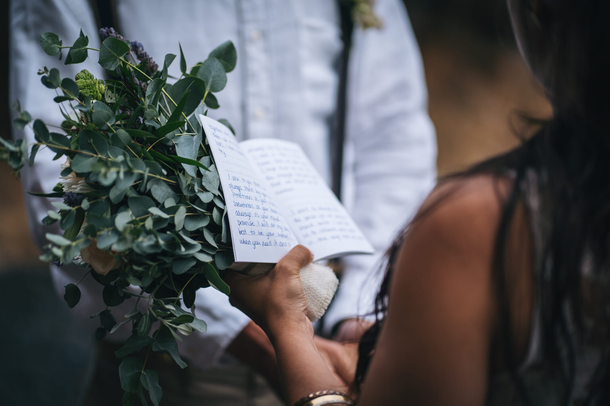 A couple read their vows to each other at Solton Manor, Kent