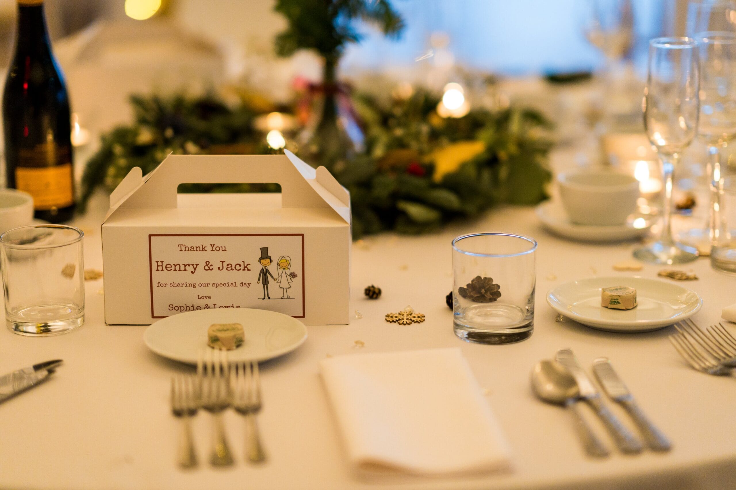 Festive wedding reception setup