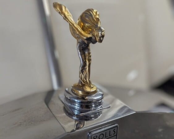 The Spirit of Ecstasy - the iconic mascot that adorned Rolls-Royce cars since 1911 parked at Solton Manor in Kent