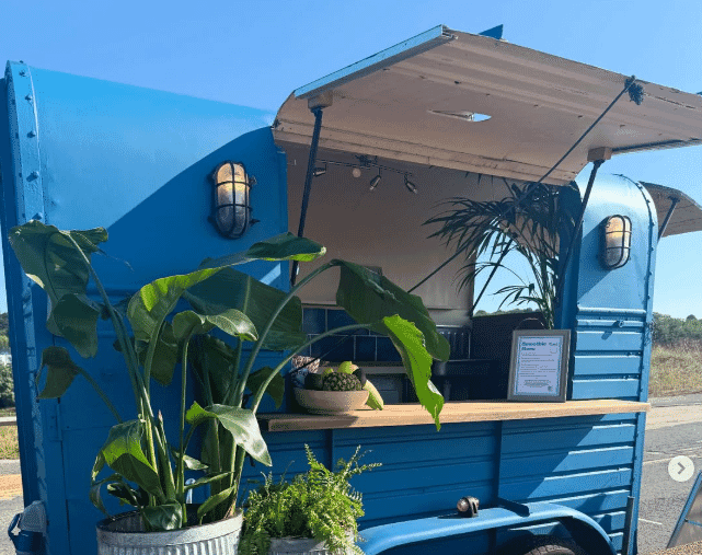 Horse box food truck at Solton Manor, East Langdon, Dover, Kent, England