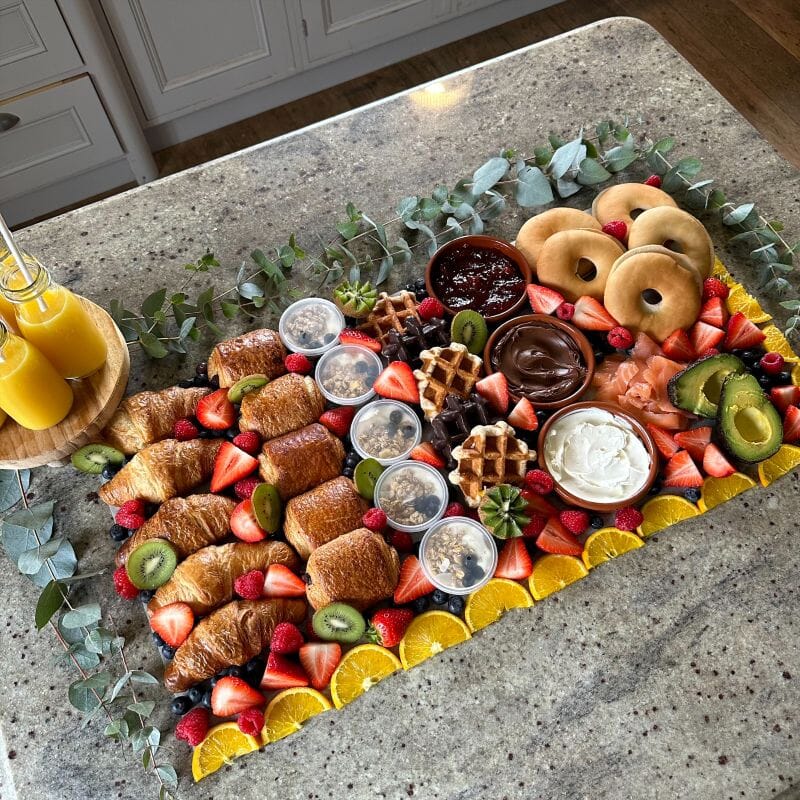 A grazing board set up in the kitchen of Solton Manor, wedding venue between Dover and Deal